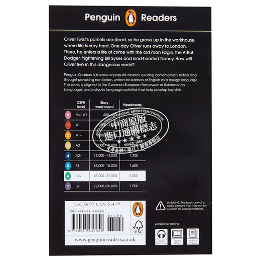 预售 【中商原版】企鹅阅读第6级 雾都孤儿 ELT分级读物 Penguin Readers Oliver Twist 英文原版 Charles Dickens 查尔斯 狄更斯 商品图1