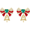 ZEGL圣诞系列蝴蝶结铃铛耳环高级感冬季红色耳钉925银针新年耳饰 商品缩略图5