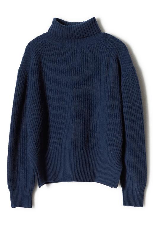 AVA 深蓝色侧开衩高领毛衣 7829 商品图4
