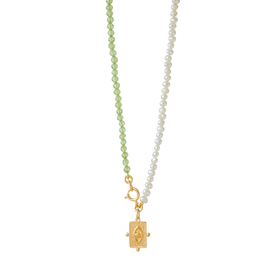 北京仓｜Barbóra-Pistachio-橄榄石 珍珠 项链［希腊设计师]