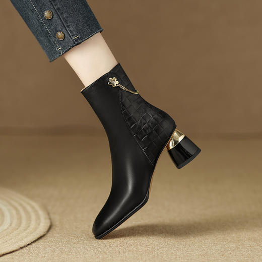 【预售5天】秋冬新款，欧美百搭出行粗跟短靴LD-6147 商品图8