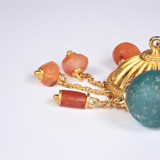 辽代琉璃珠华盖不对称耳环 商品图6