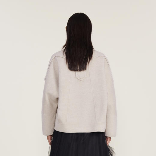 谜底22冬季新款羊毛呢大衣女翻领设计感短款双面呢外套224MD1704 商品图2