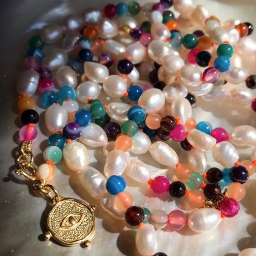 北京仓｜Barbóra-Eye-彩色玛瑙 眼睛金币 项链［希腊设计师] 商品图3