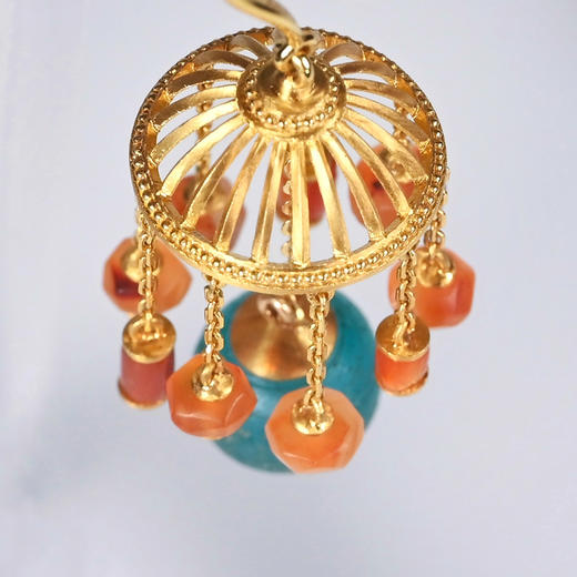 辽代琉璃珠华盖不对称耳环 商品图3