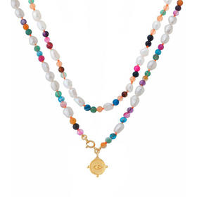 北京仓｜Barbóra-Eye-彩色玛瑙 眼睛金币 长项链（两种戴法）［希腊设计师]