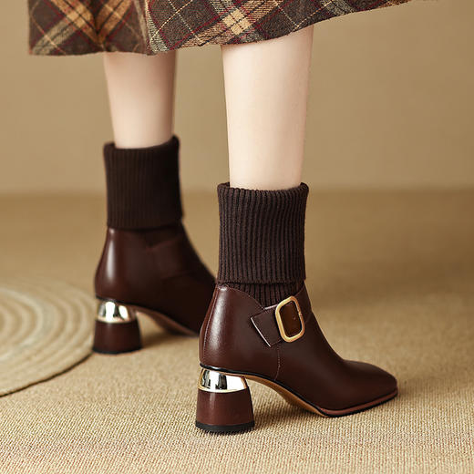 冬季新款，欧美百搭出行粗跟毛线靴LD-6202 商品图12