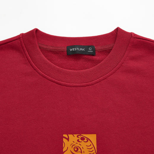 西遇红色卫衣男新款兔年本命年衣服长袖圆领无帽上衣服10132010 商品图5