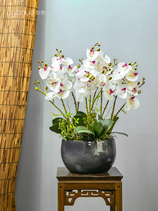 蝴蝶兰仿真花大型高档兰花手感保湿假花盆景客厅大堂酒店装饰摆件 商品图2