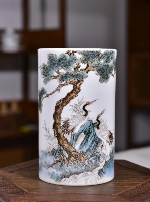 粉彩松鹤延年笔筒 商品图0