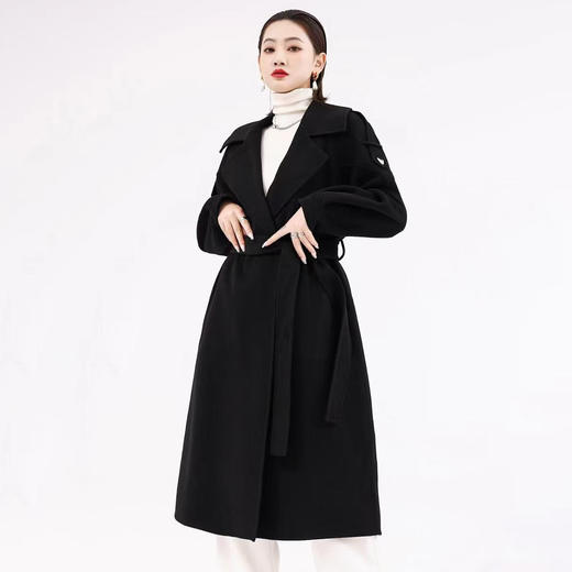 【伯妮斯茵】气质优雅系带收腰中长款 毛呢大衣 6C3951 商品图0