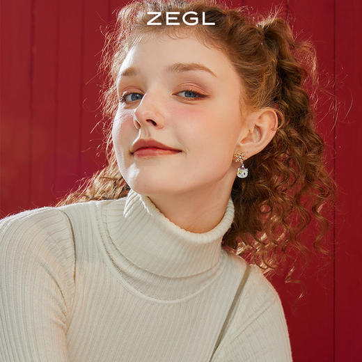 ZEGL圣诞系列雪花糖果耳环女2022年新款潮可爱猫咪耳钉秋冬耳饰品 商品图5