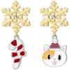 ZEGL圣诞系列雪花糖果耳环女2022年新款潮可爱猫咪耳钉秋冬耳饰品 商品缩略图6