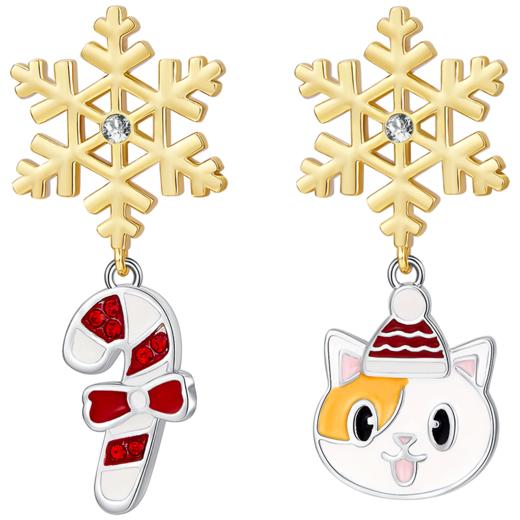 ZEGL圣诞系列雪花糖果耳环女2022年新款潮可爱猫咪耳钉秋冬耳饰品 商品图6