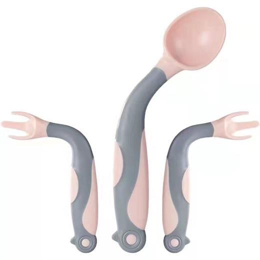 【2套装】科巢宝宝学吃饭训练勺子婴儿辅食弯头叉勺一岁可弯曲儿童餐具套装辅食勺 商品图3