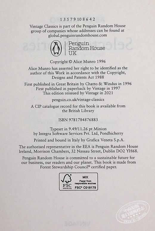 【中商原版】艾丽斯 芒罗 故事选集 第一卷 1968-1994年 2013年诺贝尔文学奖得主 英文原版 Selected Stories Alice Munro 商品图4