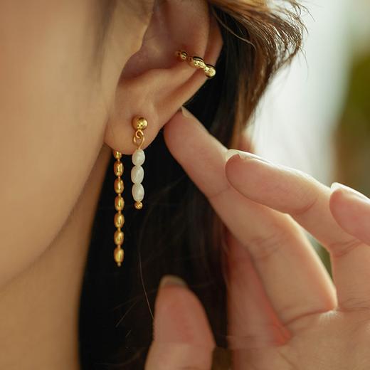 Oflye潮流饰品  法式复古珍珠流苏耳环简约百搭气质精致前后戴耳饰 商品图0