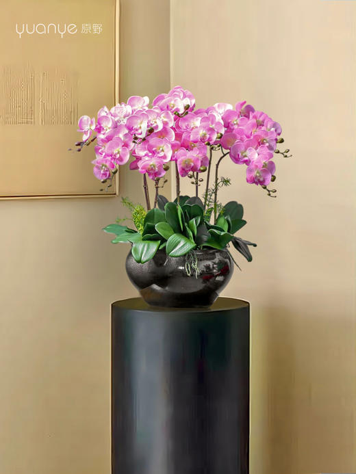 蝴蝶兰仿真花大型高档兰花手感保湿假花盆景客厅大堂酒店装饰摆件 商品图3