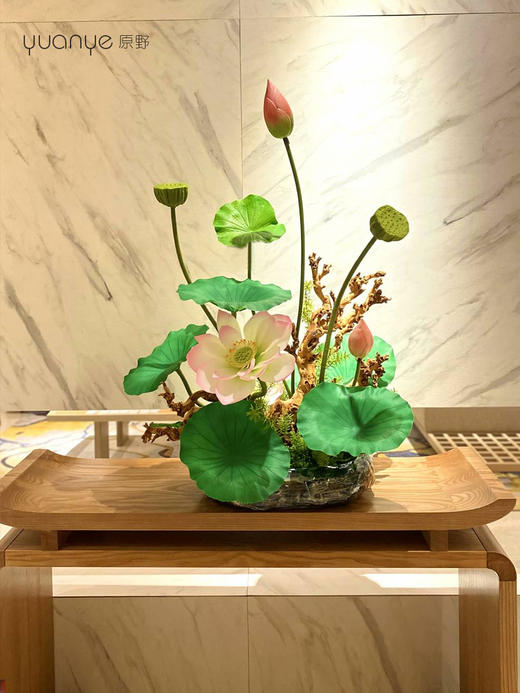 新中式酒店高端仿真荷花莲蓬禅意假花客厅摆设会所茶室装饰花摆件 商品图3