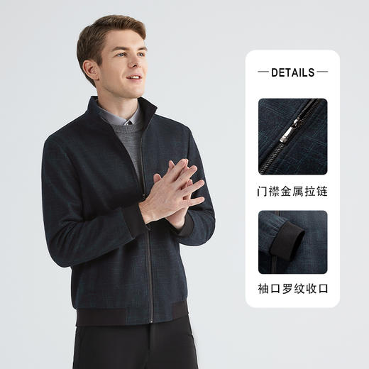 【含羊毛】柒牌夹克男士秋冬季针织保暖商务休闲立领毛	123D70240 商品图2
