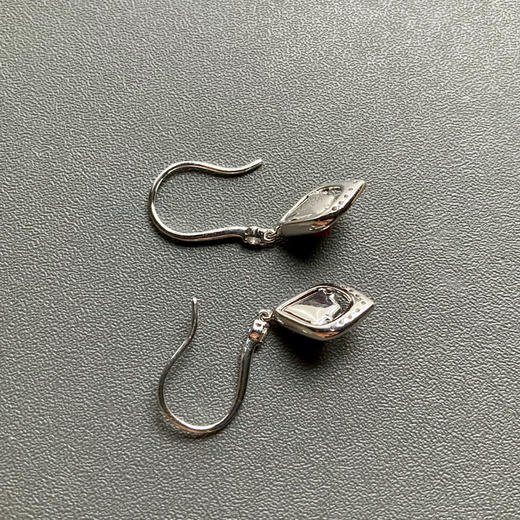 高冰种橘红色黄翡耳坠18k白金钻石镶嵌 商品图5