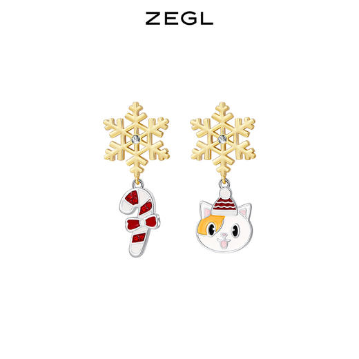 ZEGL圣诞系列雪花糖果耳环女2022年新款潮可爱猫咪耳钉秋冬耳饰品 商品图0