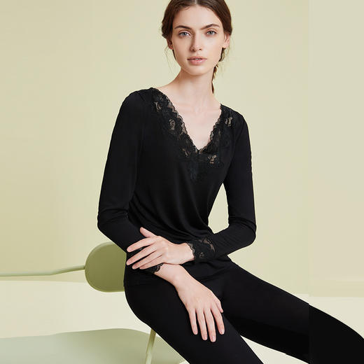 金三塔真丝保暖内衣 秋衣秋裤本命年月子秋衣套装女  2NYF9C104 商品图3