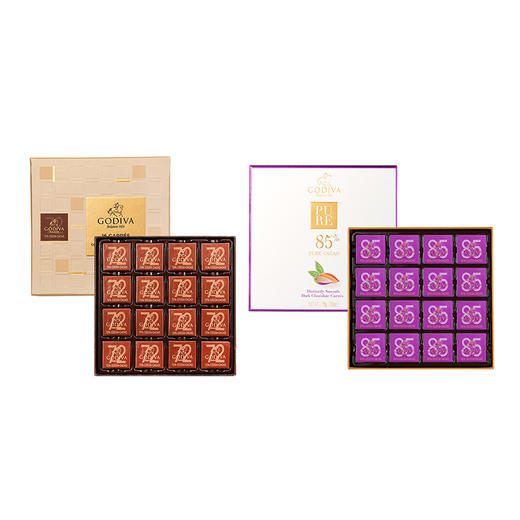 比利时歌帝梵85%黑巧克力礼盒75g/72%黑巧克力80g 浓醇黑巧克力16片装 043671/043670 商品图0