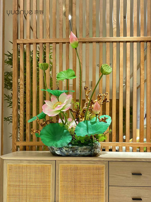 新中式酒店高端仿真荷花莲蓬禅意假花客厅摆设会所茶室装饰花摆件 商品图4