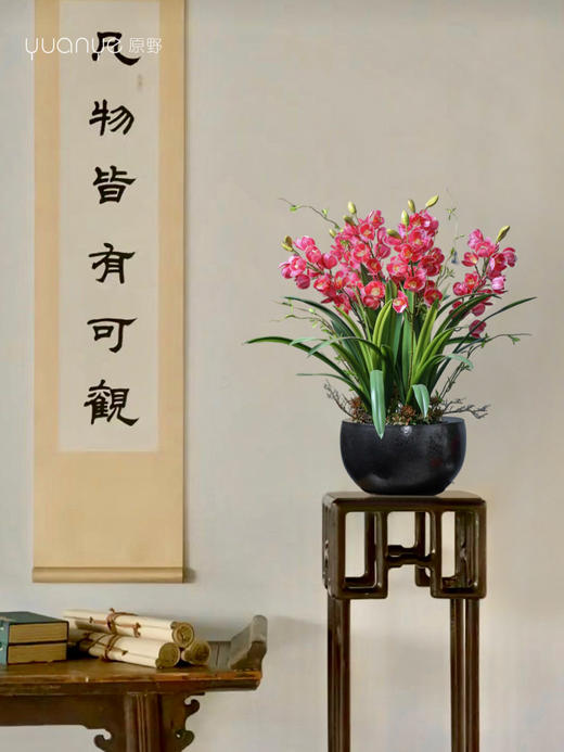 蝴蝶兰仿真花大型高档兰花手感保湿假花盆景客厅大堂酒店装饰摆件 商品图1