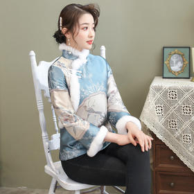 民族风兔毛，修身气质夹棉旗袍上衣ZSM-201109