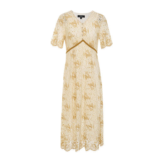 EITIE爱特爱夏季新款温柔气质法式优雅显瘦V领收腰蕾丝连衣裙B2207942 商品图5