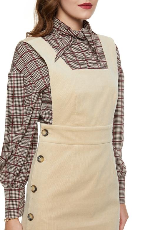 SUPIN 奶油色灯芯绒背带裙 6158 商品图3