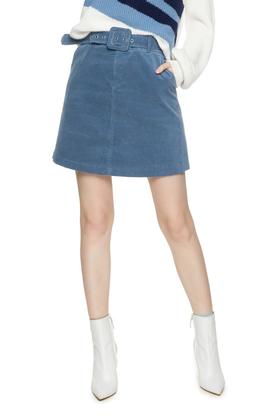 J.A 海军蓝束腰A字半裙 8200