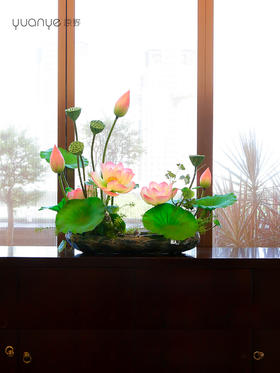 新中式酒店高端仿真荷花莲蓬禅意假花客厅摆设会所茶室装饰花摆件