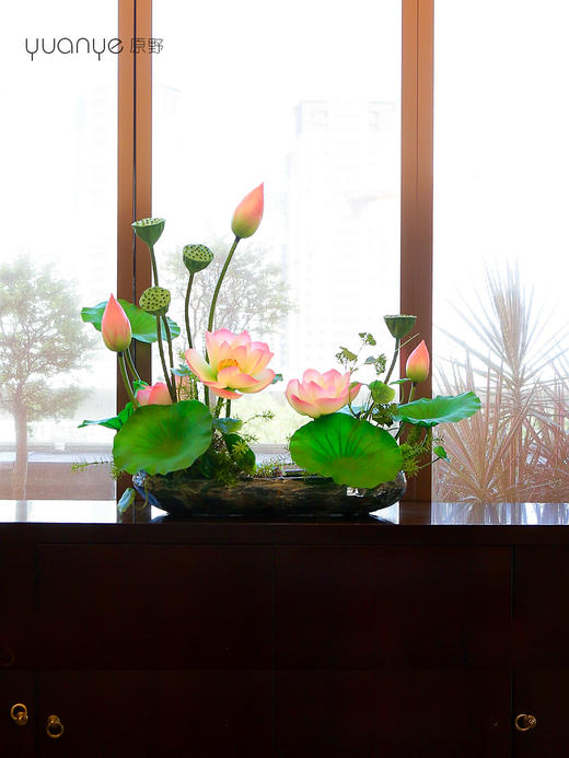 新中式酒店高端仿真荷花莲蓬禅意假花客厅摆设会所茶室装饰花摆件 商品图0
