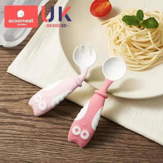 科巢宝宝学吃饭训练勺子婴儿辅食叉勺可弯曲自主进食学食儿童餐具辅食勺叉水果泥餐具 商品图5
