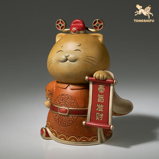 铜师傅《奉旨发财招财猫》客厅桌面铜摆件 家居装饰工艺品 商品图4