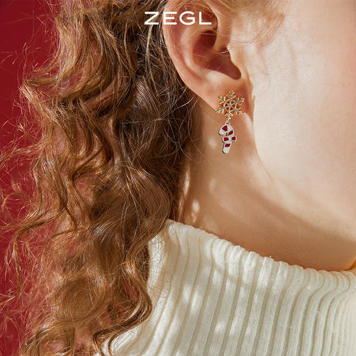 ZEGL圣诞系列雪花糖果耳环女2022年新款潮可爱猫咪耳钉秋冬耳饰品 商品图2