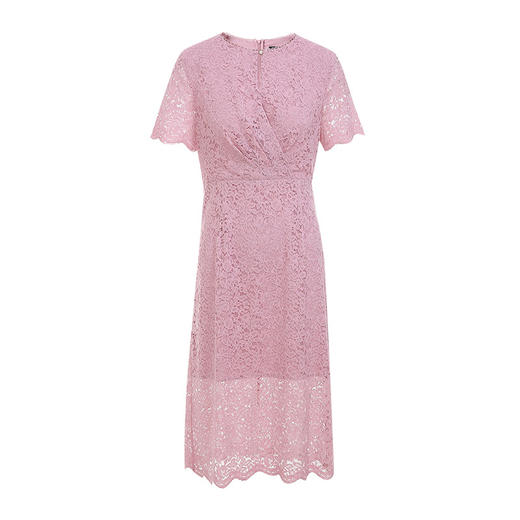 EITIE爱特爱夏季新款收腰a字镂空优雅通勤气质圆领蕾丝连衣裙B2207950 商品图5