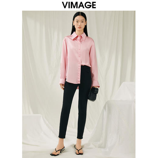 VIMAGE纬漫纪春季新款黑色小脚裤V1905521 商品图1