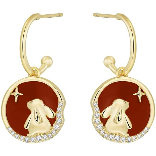 ZEGL本命年系列心愿兔子耳环女小众设计感高级红玛瑙耳钉银针耳饰 商品图5