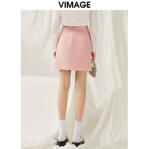 VIMAGE纬漫纪春季新款粉色小香风半裙V1906523 商品图4