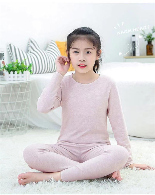 MH竹纤维女童无痕暖绒套装25126 商品图0