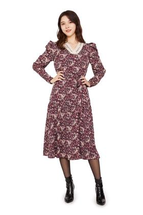 amadella V领拼接雪纺碎花连衣裙 10330