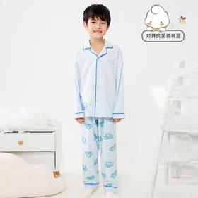 棉果果商场同款春季新品男童（5A）级抗菌对开套装纯棉140-160码内衣家居服睡衣套装2件套M111304223117