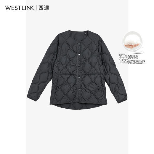 西遇设计感菱格羽绒服男2023年冬季新款轻薄舒适创意海浪线外套12022312 商品图0