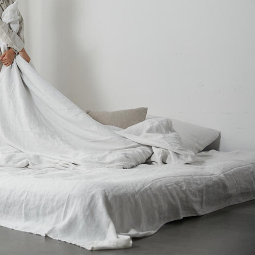 重工斜纹汉麻纤维床品四件套 | 荼白色/麻本色 1.2米/1.5米/1.8米 枕套床单被罩 透气抑菌 麻+ 商品图1