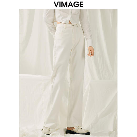 VIMAGE纬漫纪春季新款白色牛仔裤V1905520 商品图2