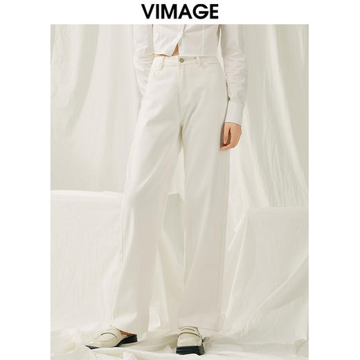 VIMAGE纬漫纪春季新款白色牛仔裤V1905520 商品图3